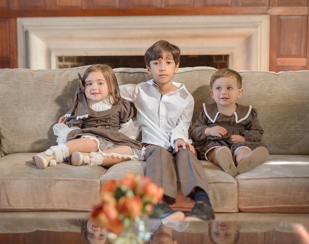 Baby Girls | Blair Estate Tweed Top and Skirt Set | Brown