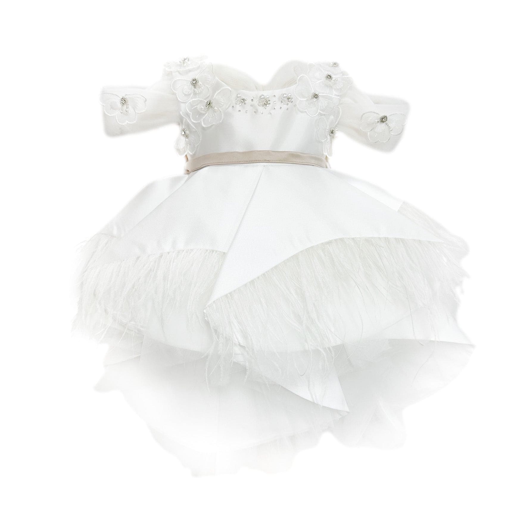 Baby Girls | Constanza Ceremony Dress with Bow | White & Champagne