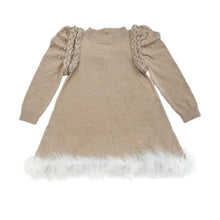 Baby Girls | Anna Knit Dress with Feathered Hem | Beige