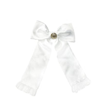 Satin Tuxedo Hair Bow | White