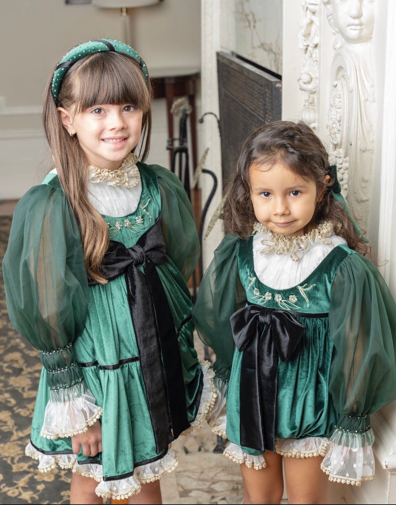 Baby Girls | Aurora Velour Dress | Royal Green