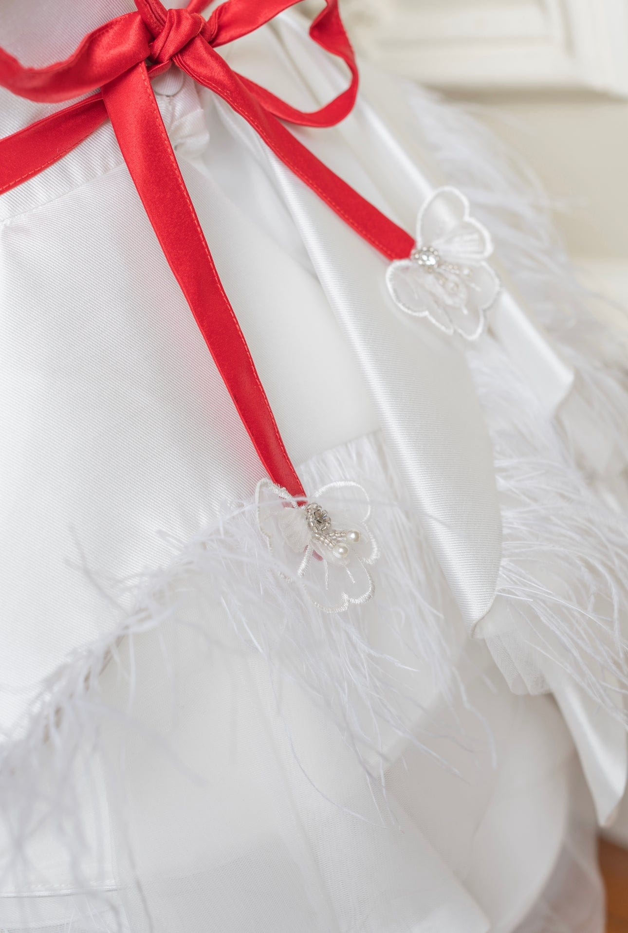 Baby Girls | Constanza Ceremony Dress with Bow | White & Red
