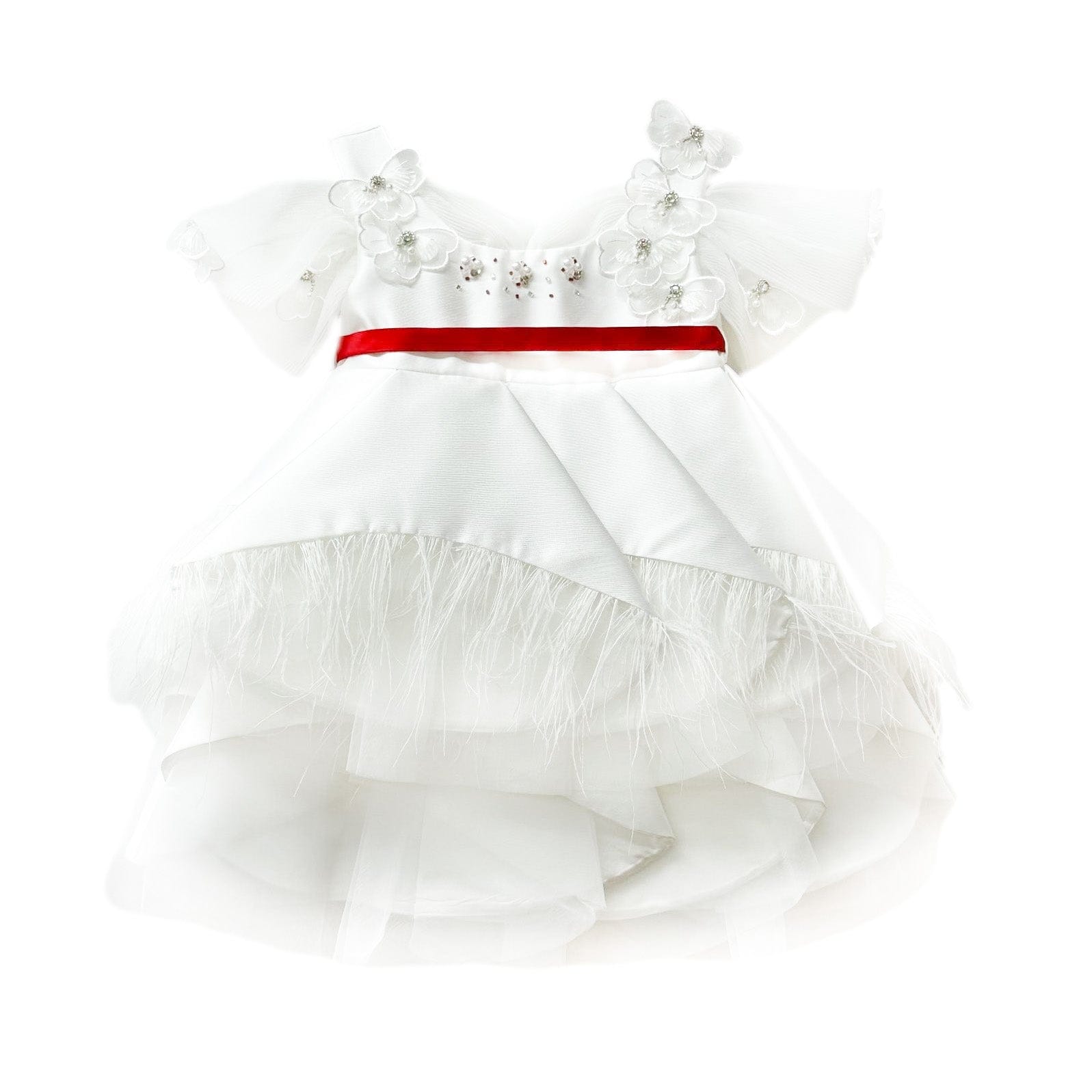 Baby Girls | Constanza Ceremony Dress with Bow | White & Red