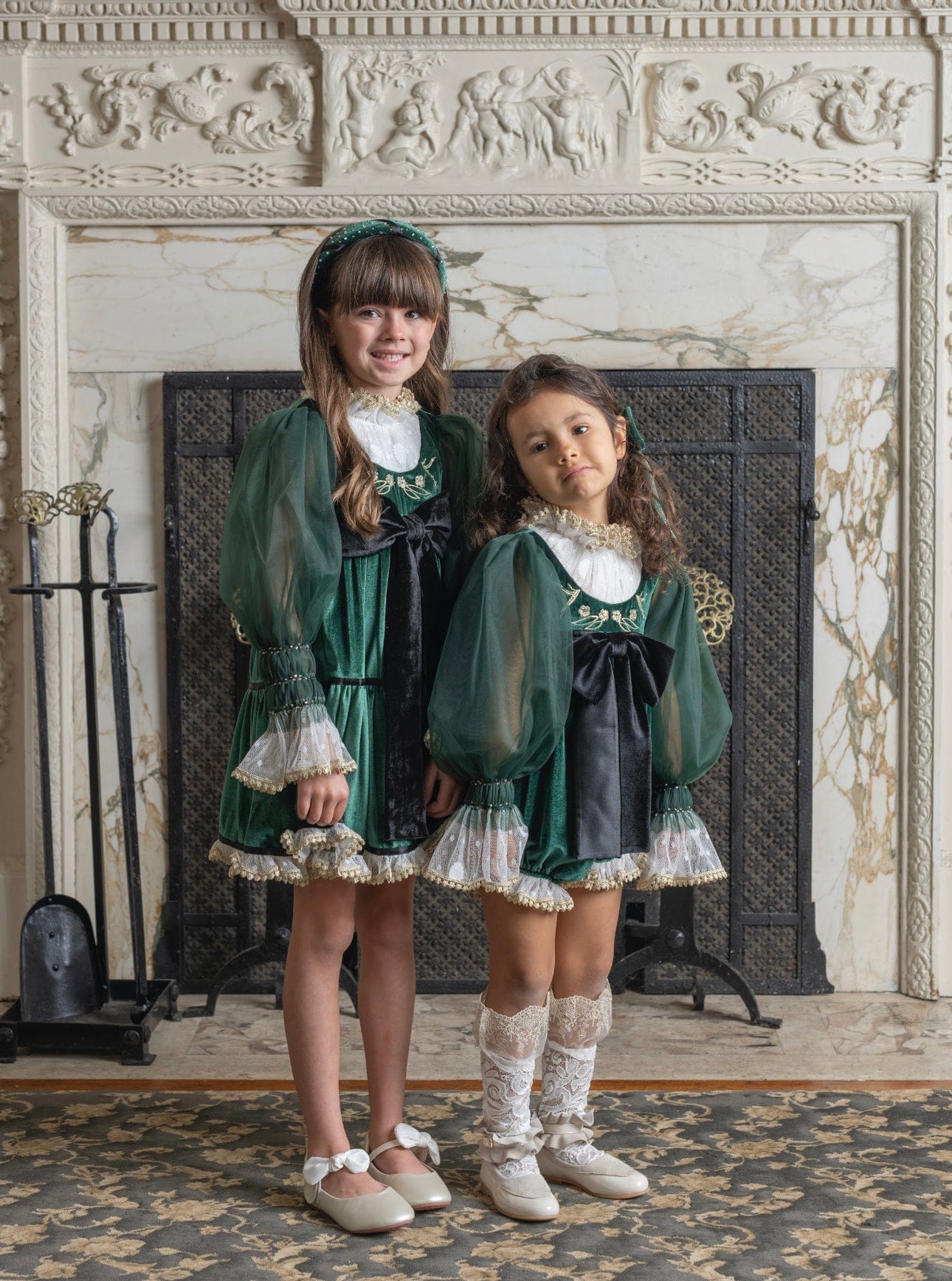 Baby Girls | Aurora Velour Dress | Royal Green