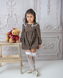 Baby Girls | Blair Estate Tweed Romper | Brown