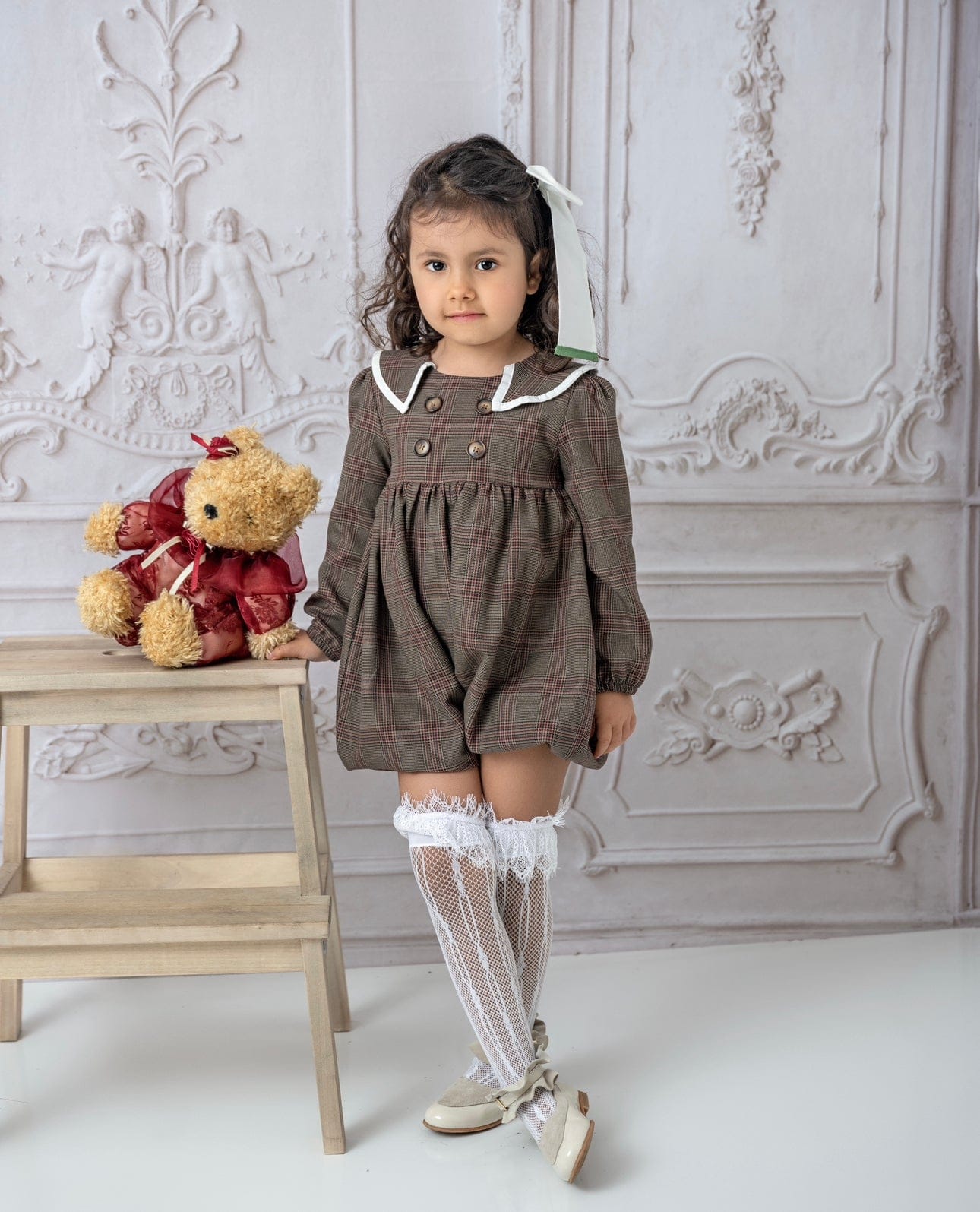 Baby Girls | Blair Estate Tweed Romper | Brown