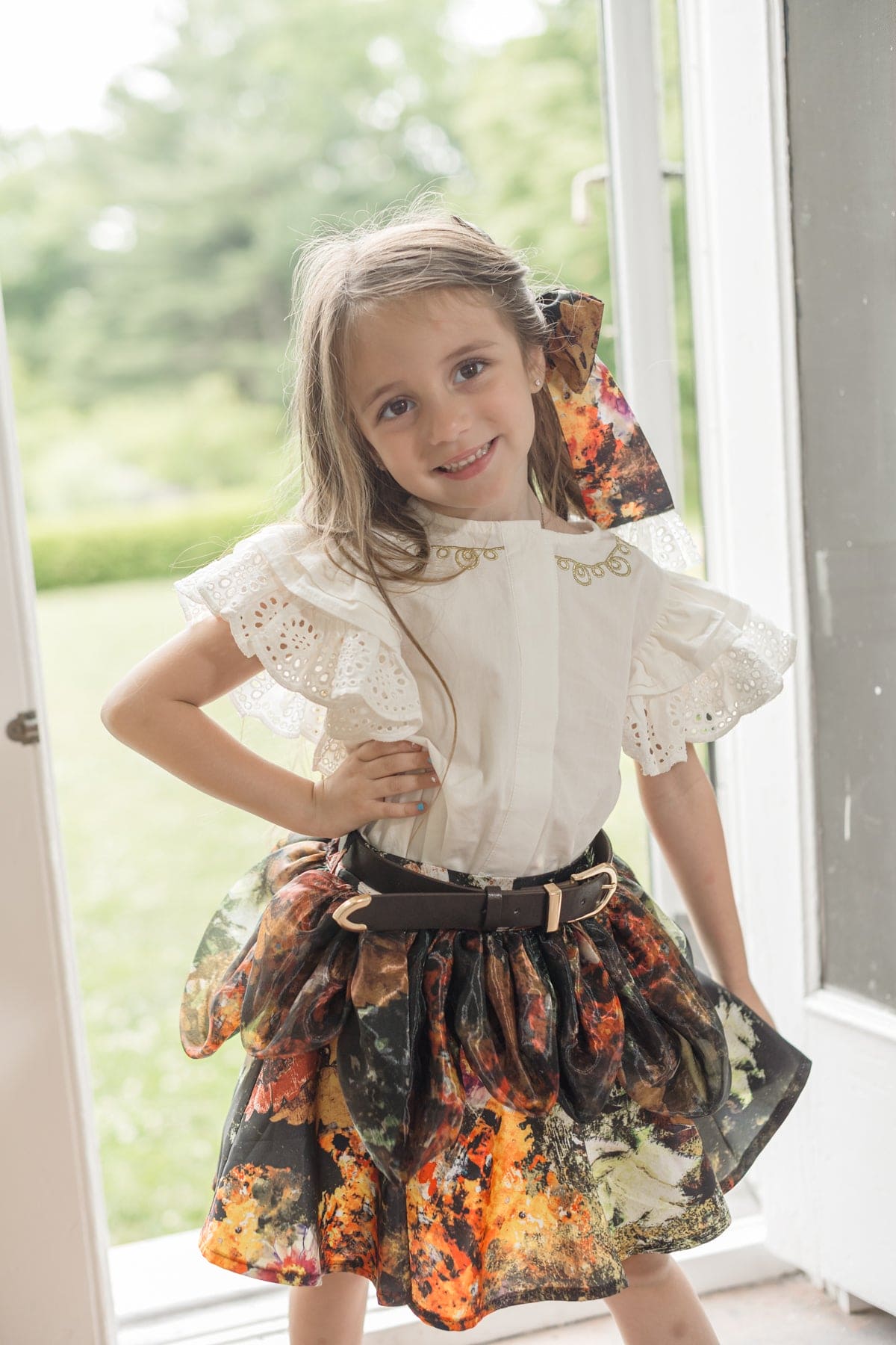 Baby Girls | Alexis Blouse and Skirt Set | White x Multi