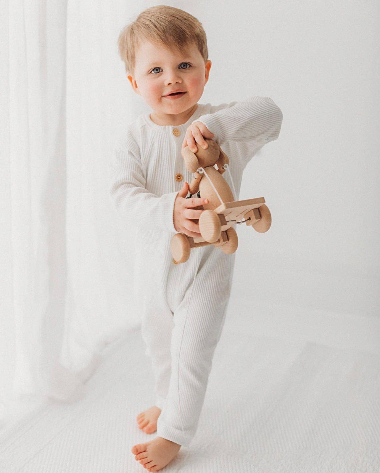 Baby Girls | Ribbed Cotton Playsuit | White