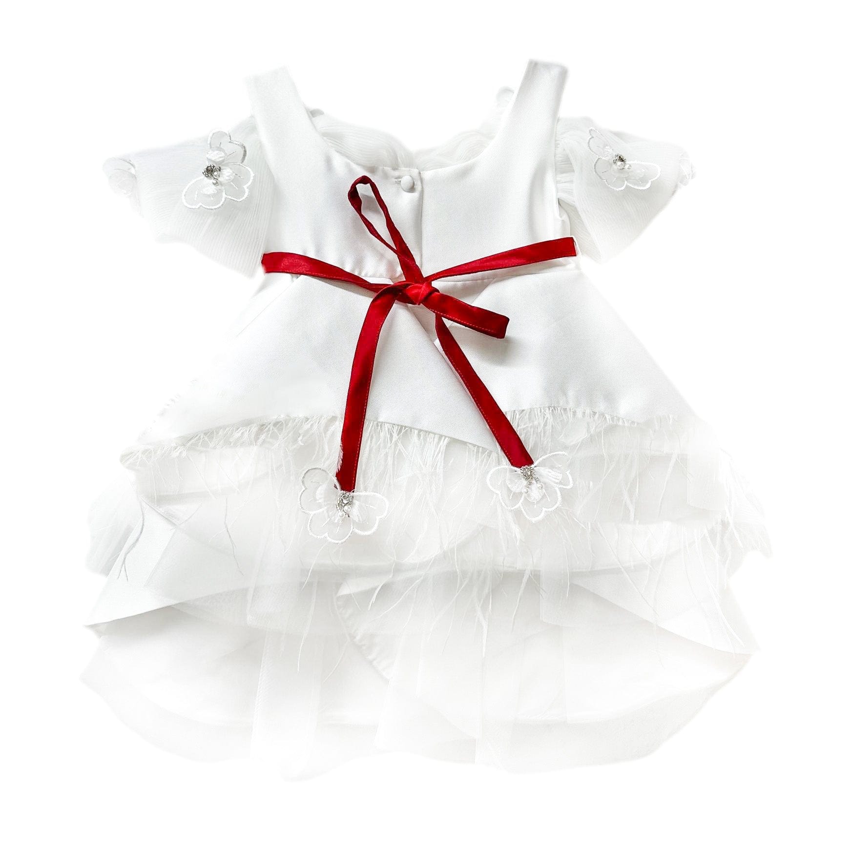Baby Girls | Constanza Ceremony Dress with Bow | White & Red
