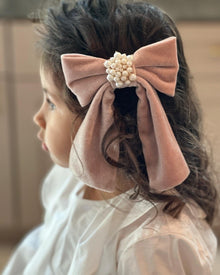 Velour Hair Bow | Dusty Pink