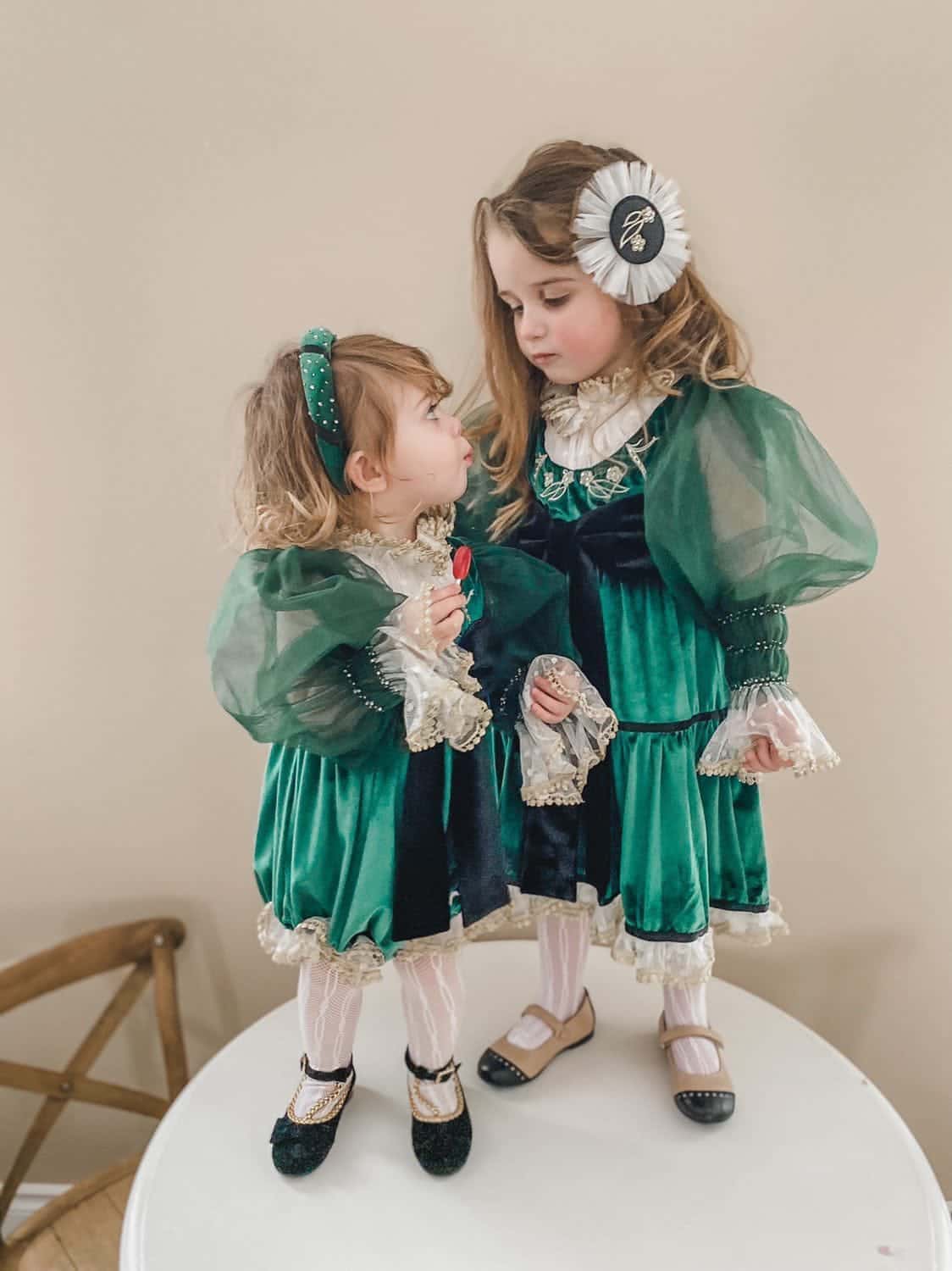Baby Girls | Aurora Velour Dress | Royal Green