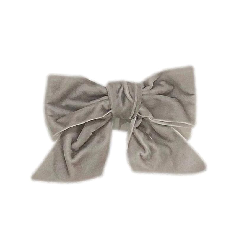Velvet Bow Hair Clip | Grey