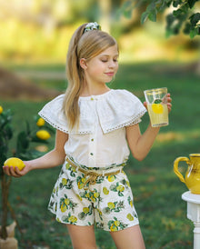 Amalfi Print Linen Scrunchie | Lemon