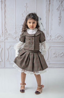 Baby Girls | Blair Estate Tweed Top and Skirt Set | Brown