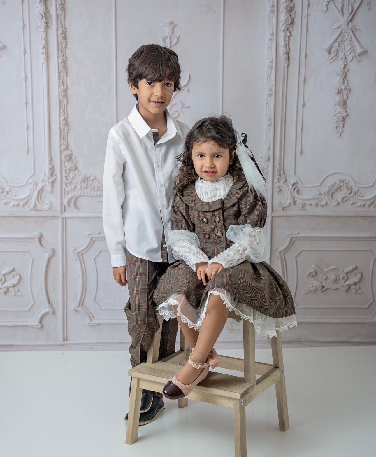 Baby Girls | Blair Estate Tweed Top and Skirt Set | Brown