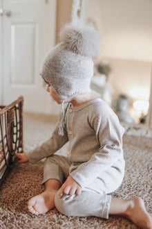 Baby Unisex | Ribbed Cotton Playsuit | Grey