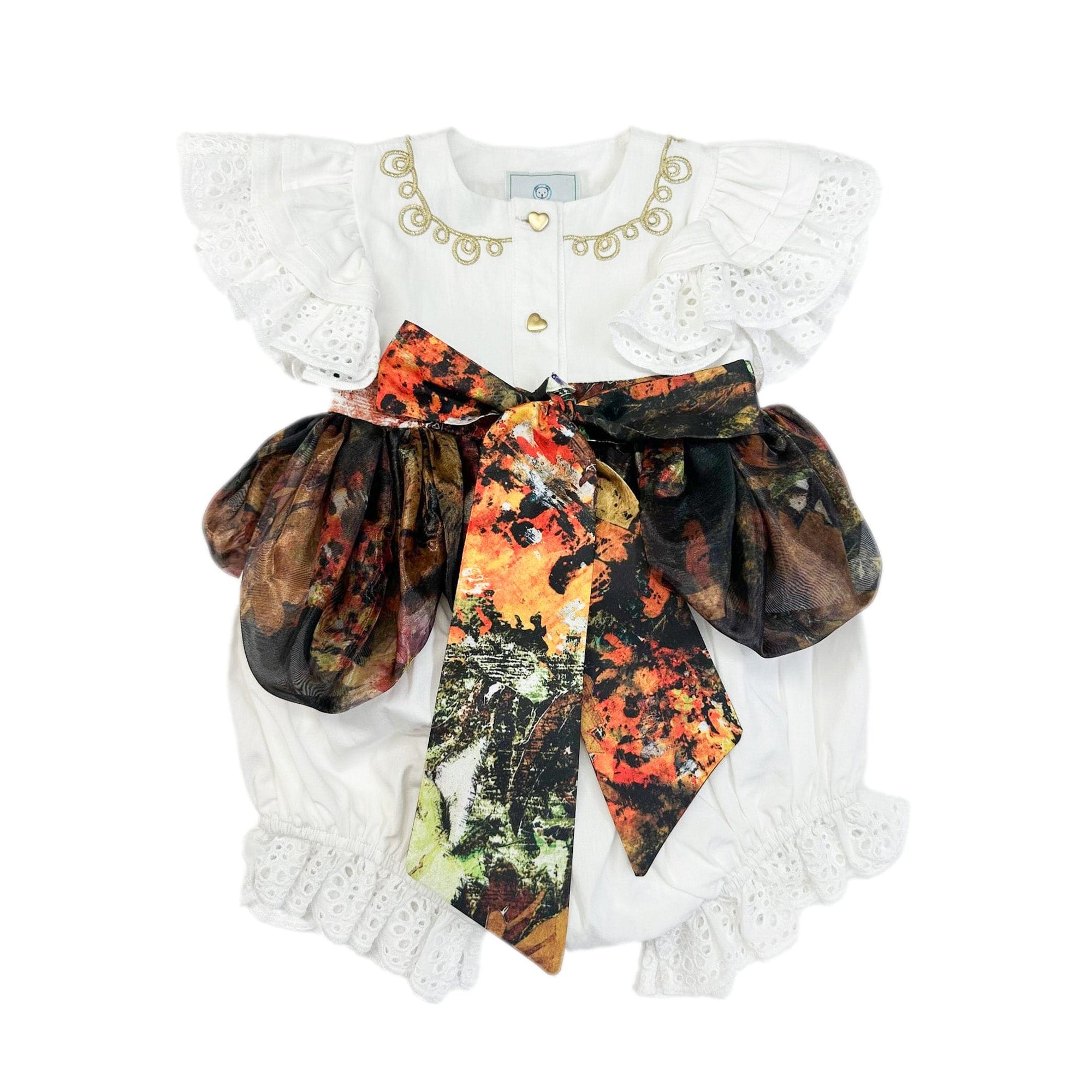 Baby Girls | Alexis Foliage Print Romper | White x Multi