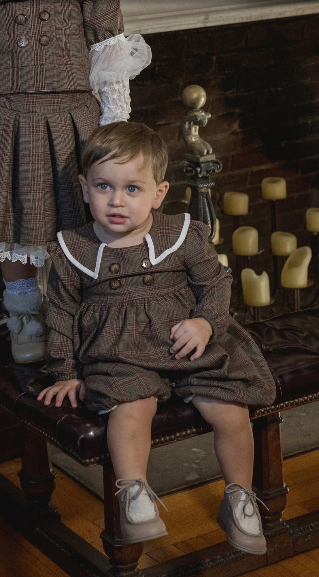 Baby Girls | Blair Estate Tweed Romper | Brown