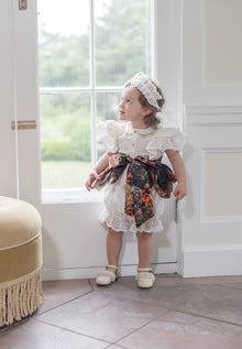 Baby Girls | Alexis Foliage Print Romper | White x Multi
