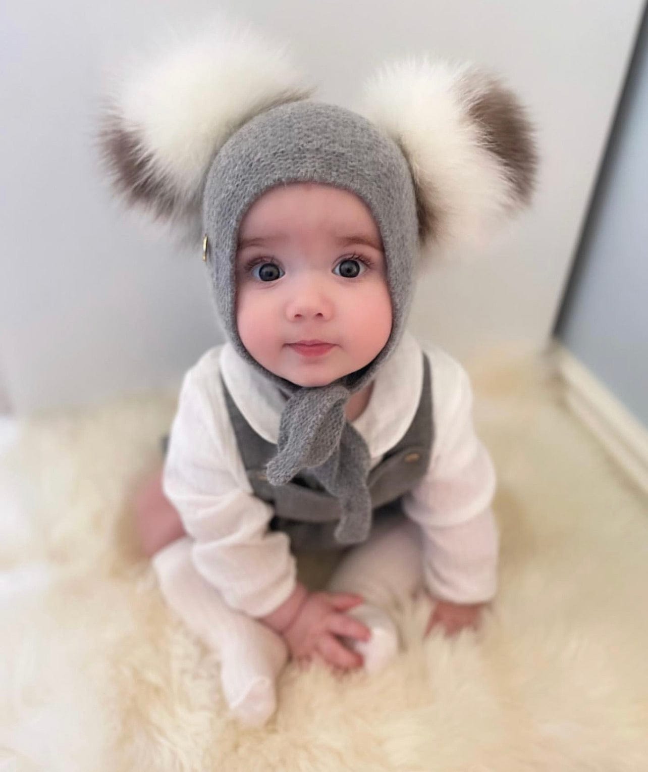 Honeycomb Grey Cashmere Bonnet - Petite Maison Kids