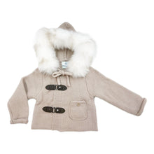 Baby Unisex | Honeycomb Cashmere Pram Coat with Print Trim | Beige & White