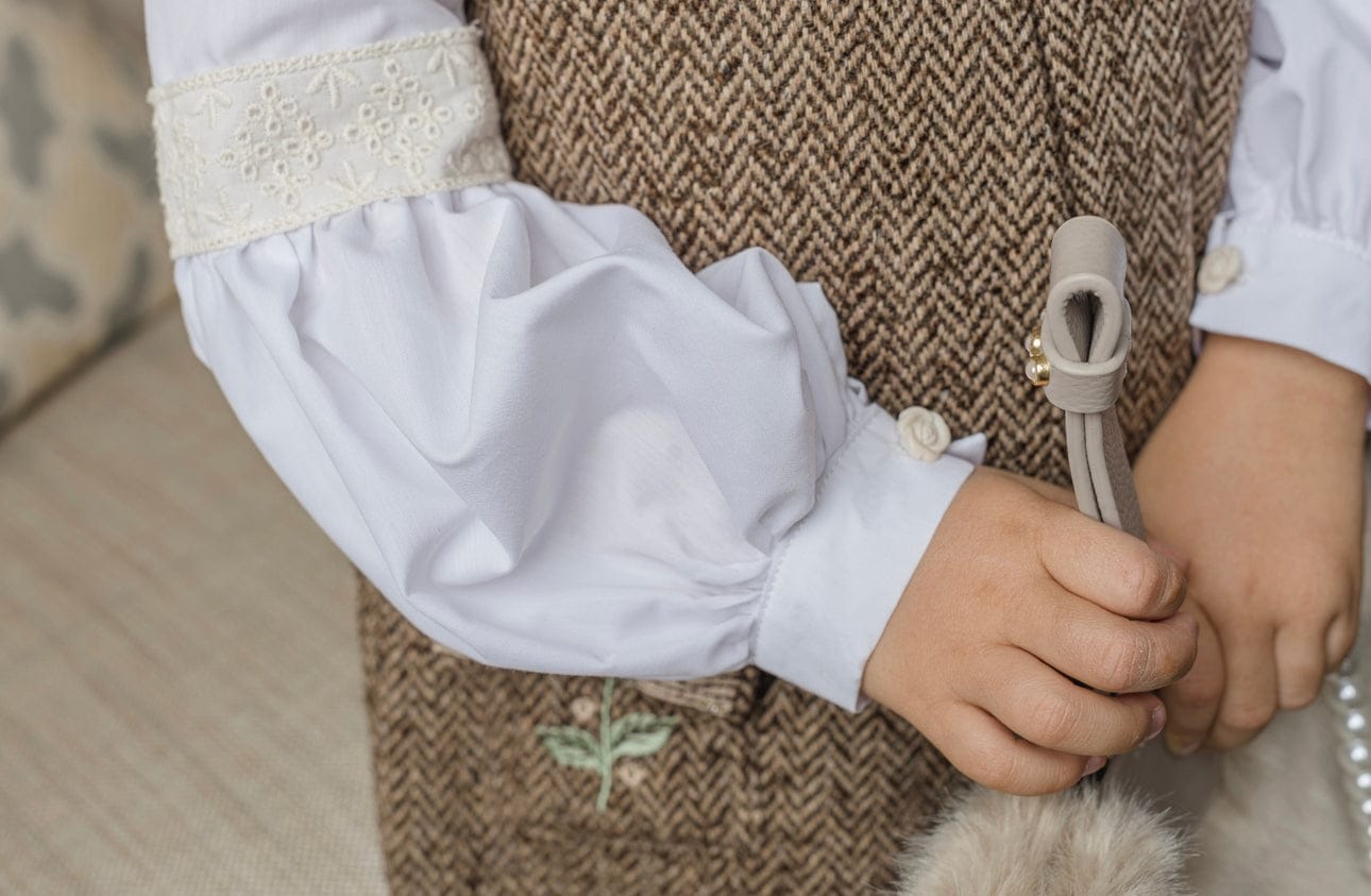 Baby Girls | Herringbone Dress and Blouse Set | Brown