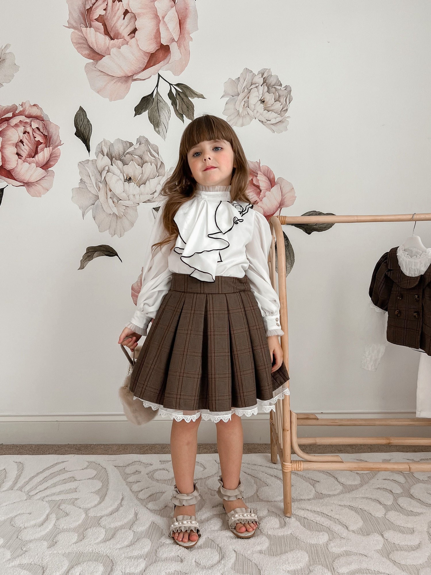 Baby Girls | Gwen Blouse With Ruffle Trim | White & Black