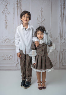 Baby Girls | Blair Estate Tweed Top and Skirt Set | Brown