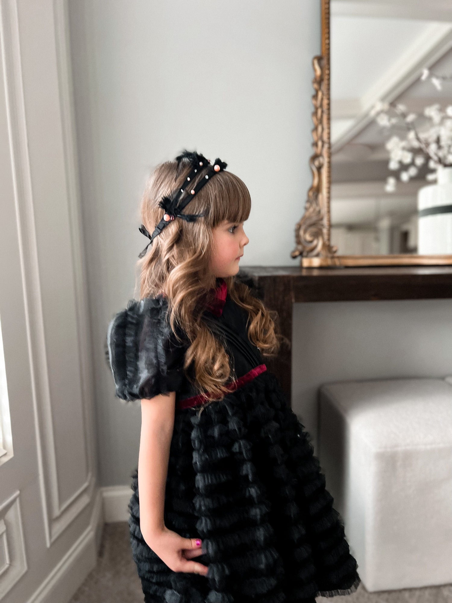 Kylie Feather Hair Sash | Black