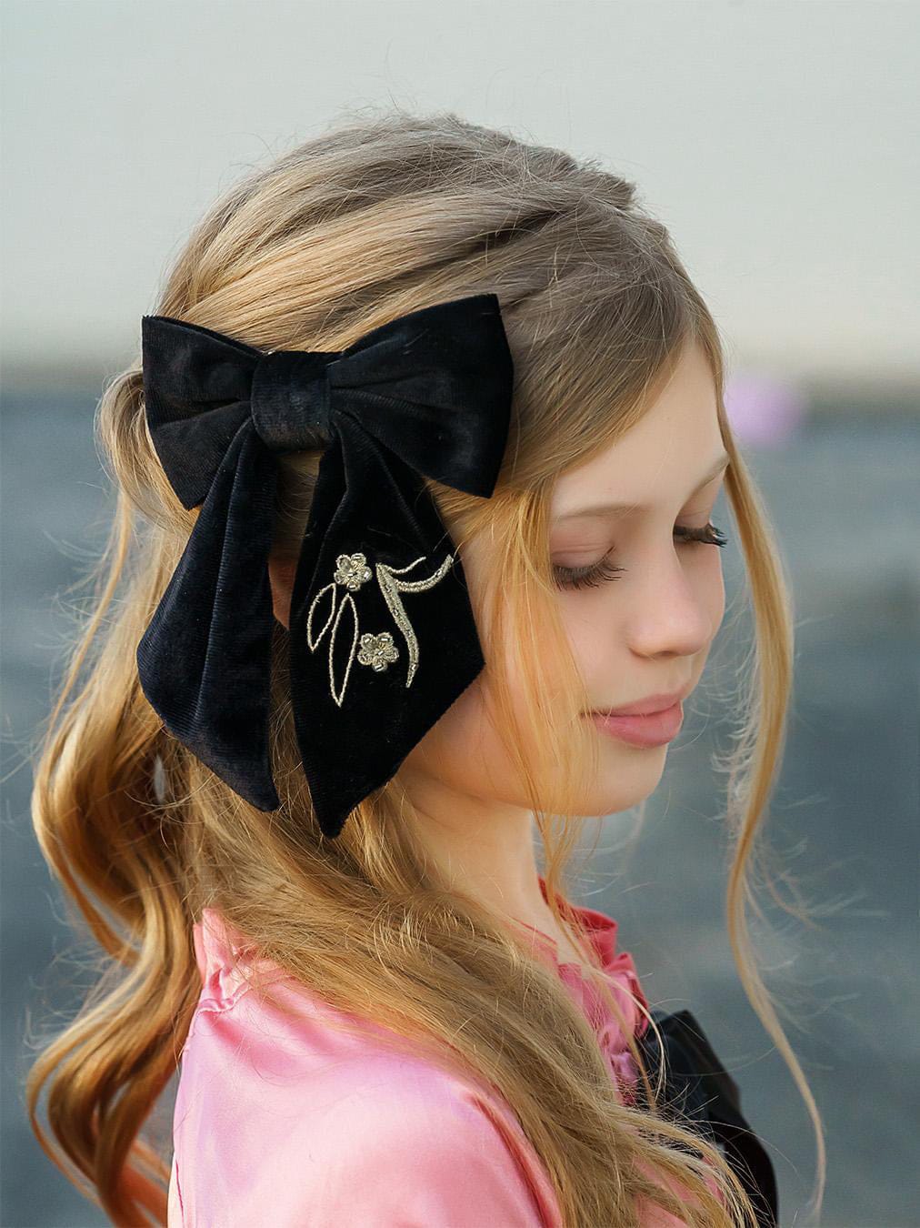 Aurora Velvet Hair Bow | Black