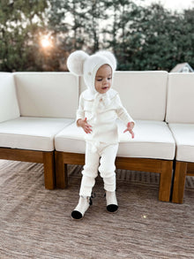 Baby Girls | Honeycomb Cashmere Bonnet | Cream Ivory