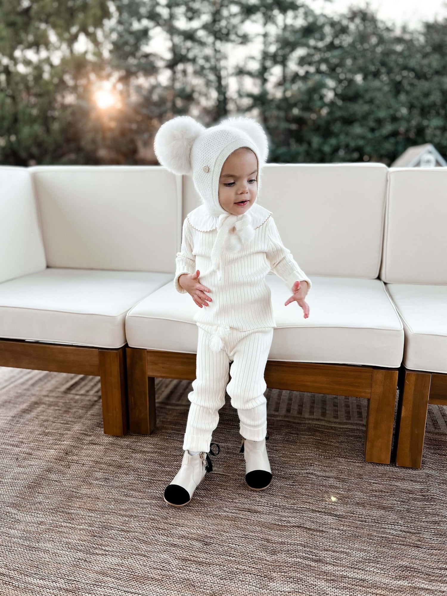 Baby Girls | Honeycomb Cashmere Bonnet | Cream Ivory