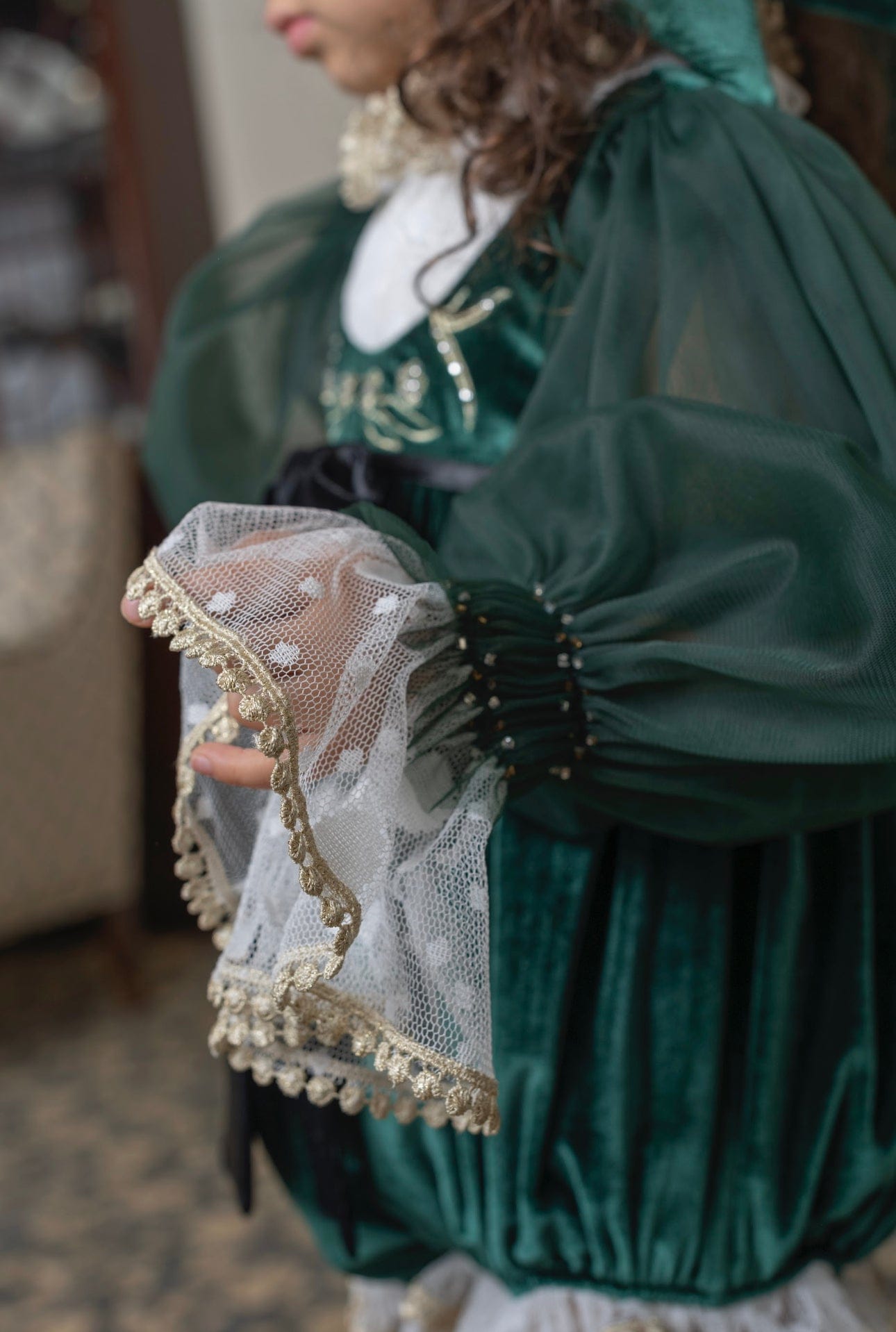 Baby Girls | Aurora Velour Dress | Royal Green
