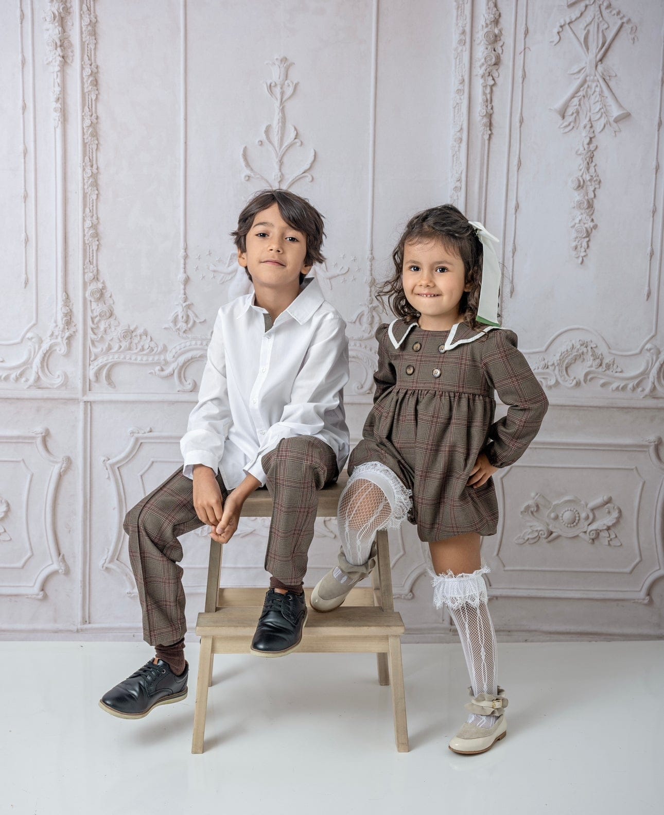 Baby Girls | Blair Estate Tweed Romper | Brown