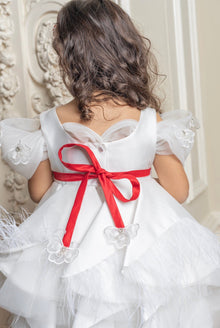 Baby Girls | Constanza Ceremony Dress with Bow | White & Red
