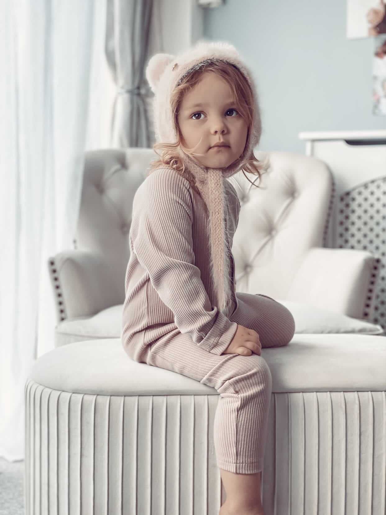 Baby Girls | Ribbed Cotton Playsuit | Dusty Pink