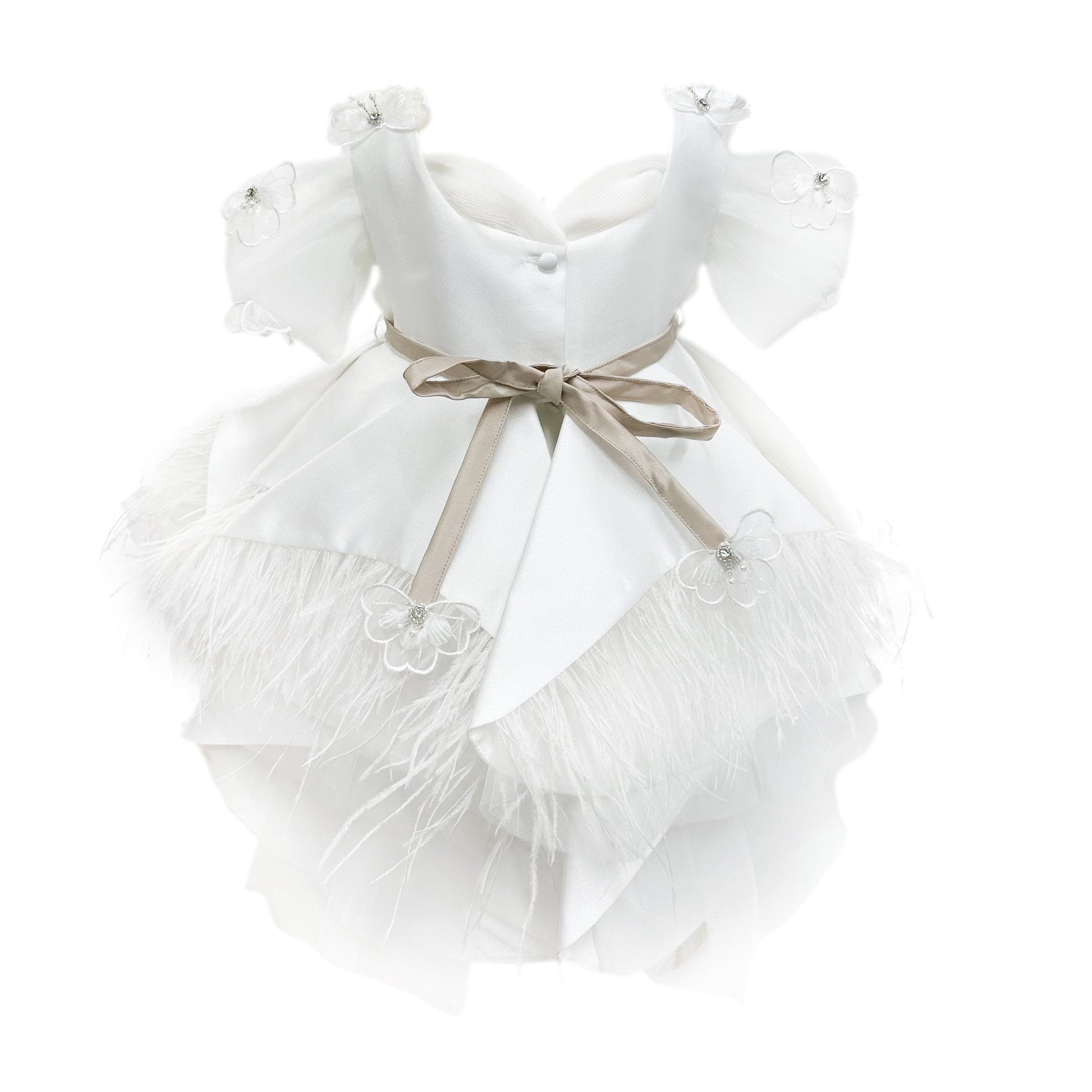 Baby Girls | Constanza Ceremony Dress with Bow | White & Champagne