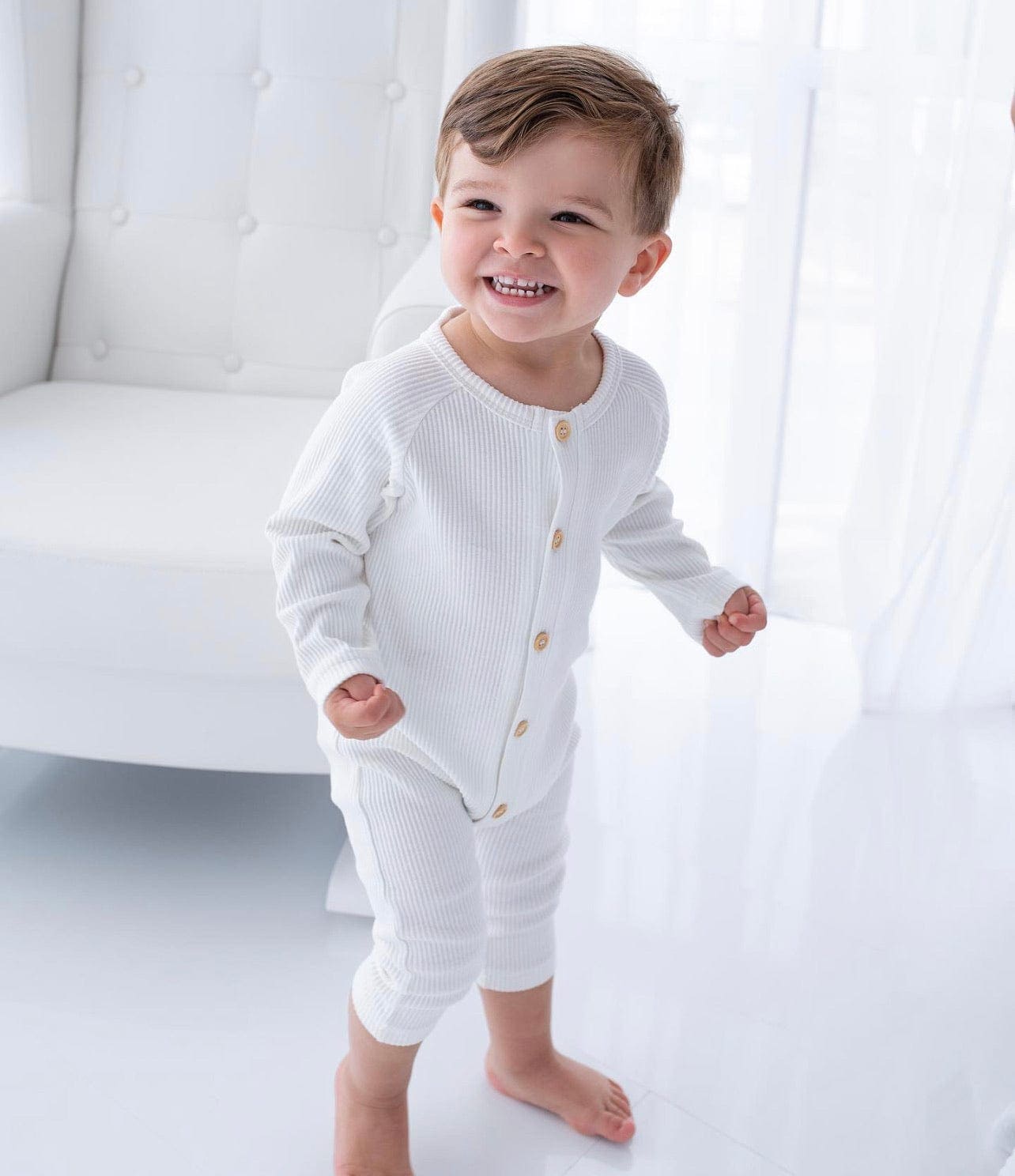 Baby Girls | Ribbed Cotton Playsuit | White