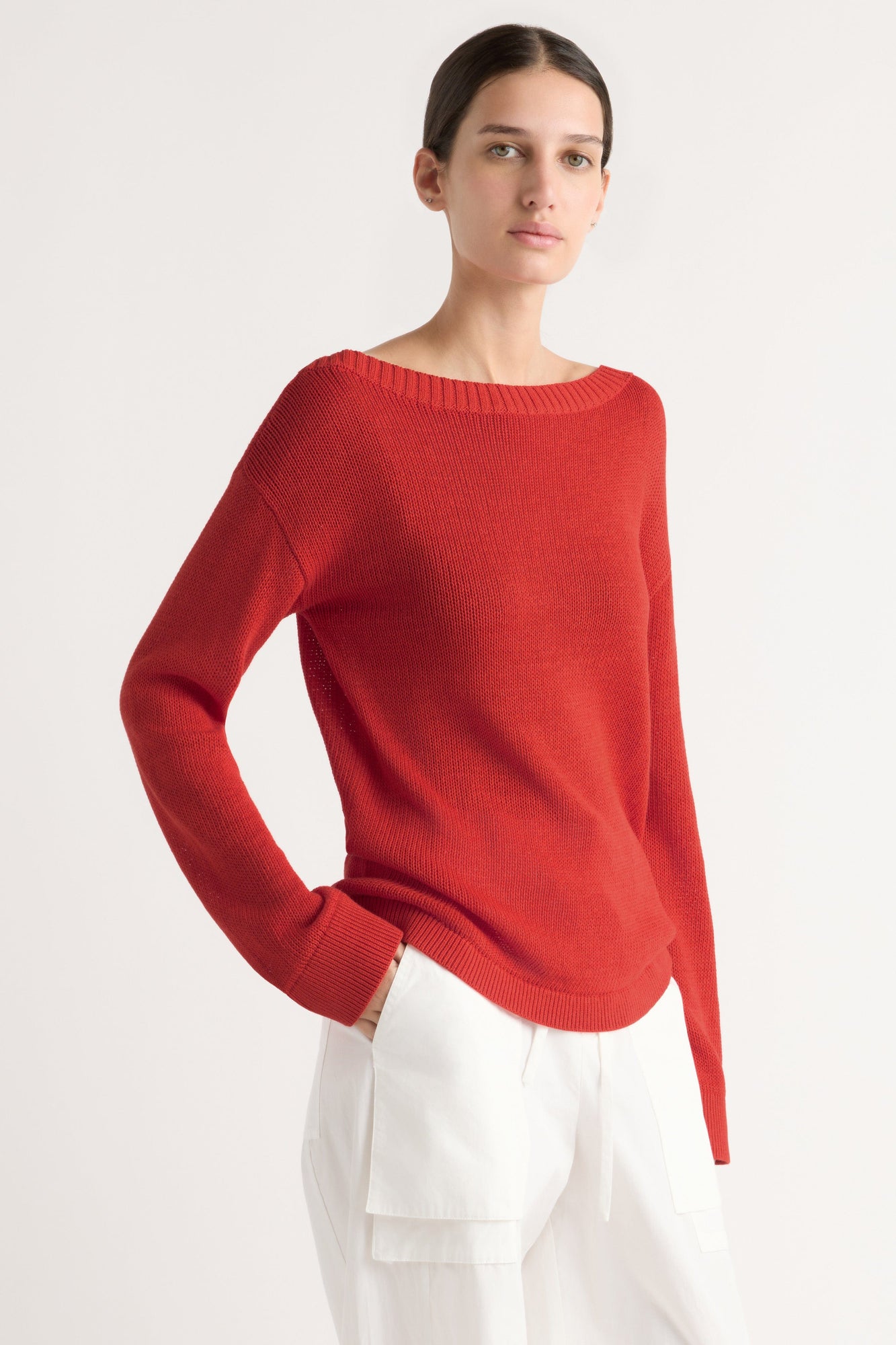Karolina | Isabel Open-Knit Boat-Neck Sweater in Size Extra Small
