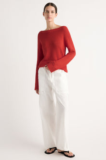Karolina | Isabel Open-Knit Boat-Neck Sweater in Size Extra Small
