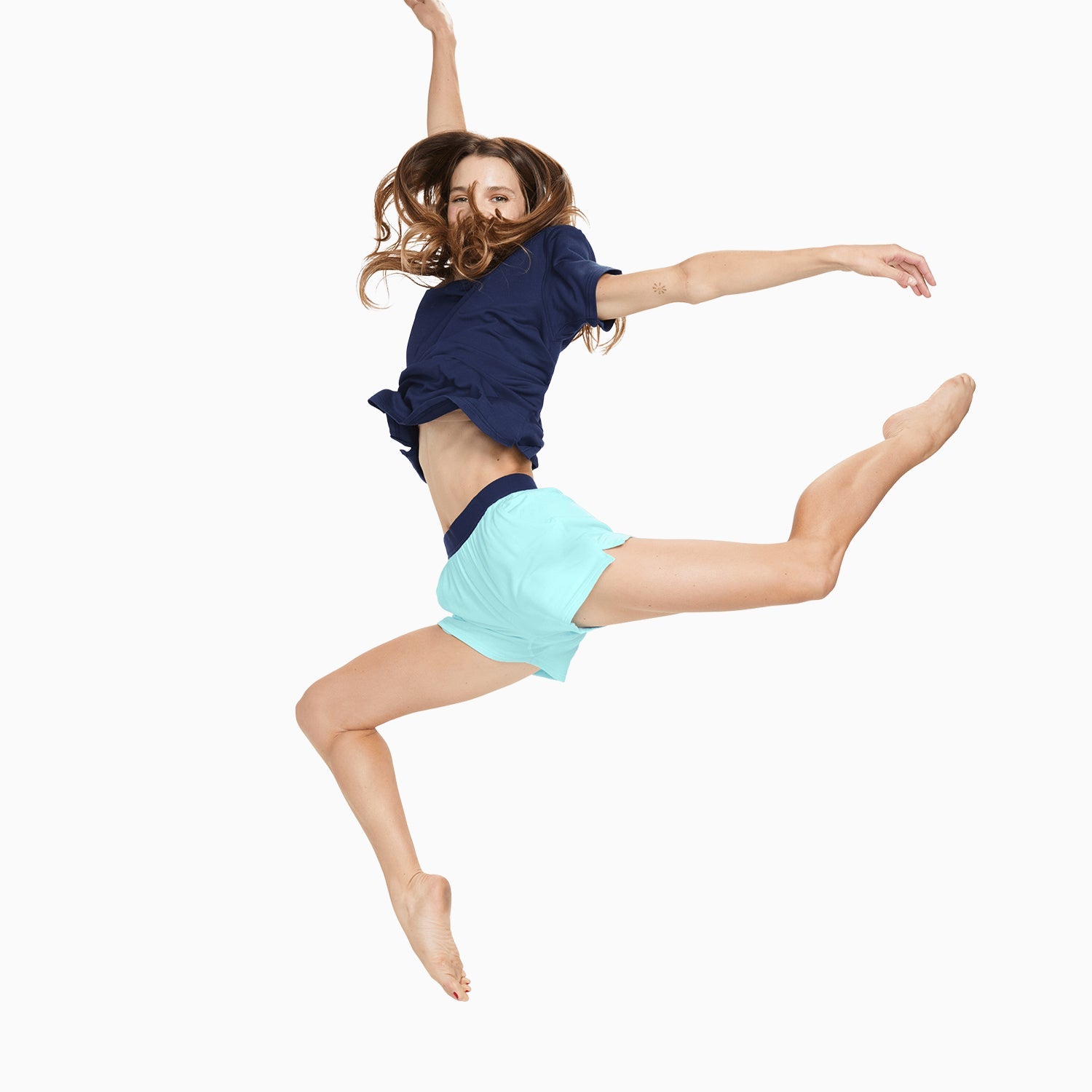 Modal French Terry Lounge Tee | Navy/Mint