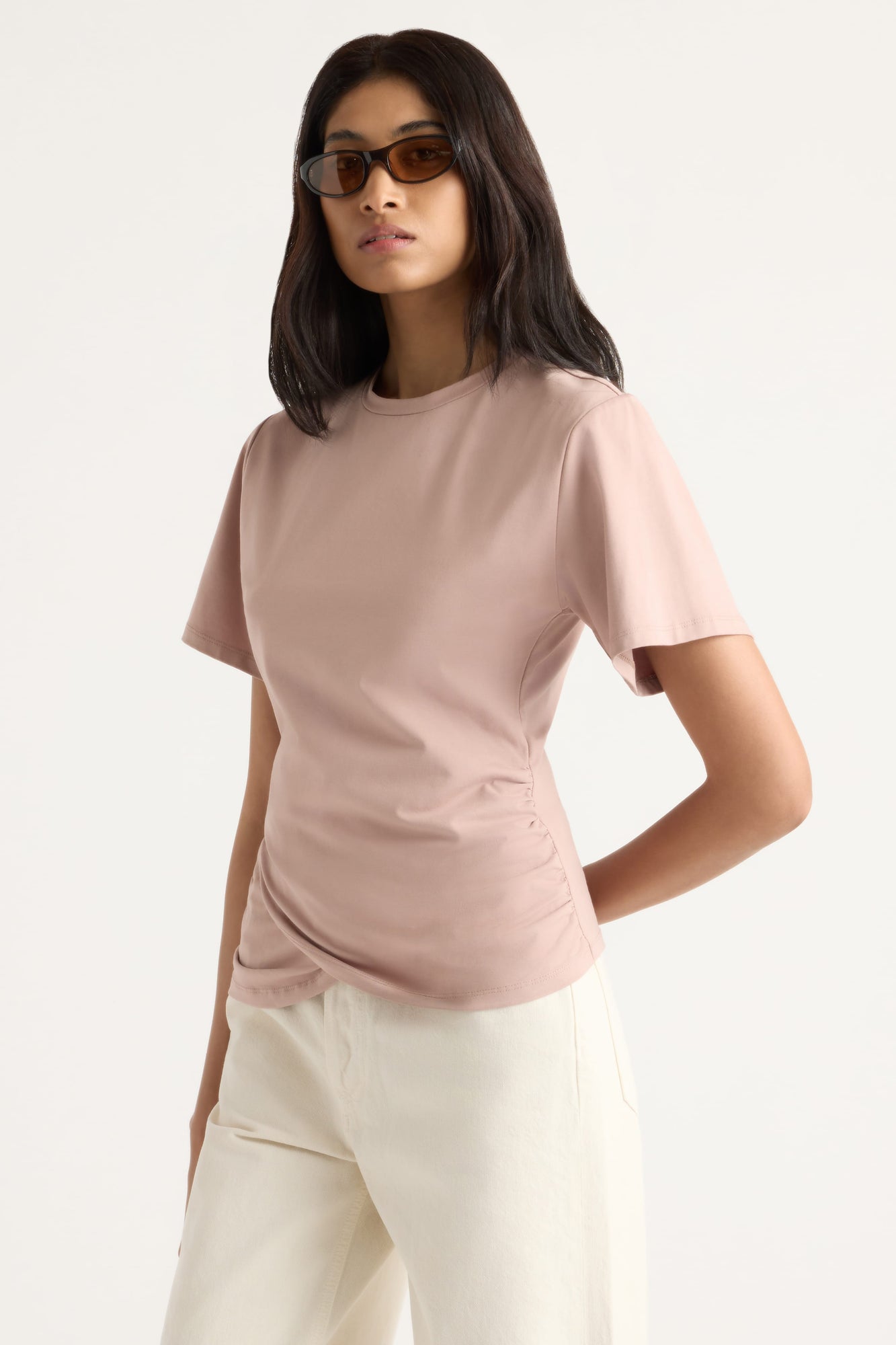 Arya | Janette Front-Wrap Jersey Tee in Size Small
