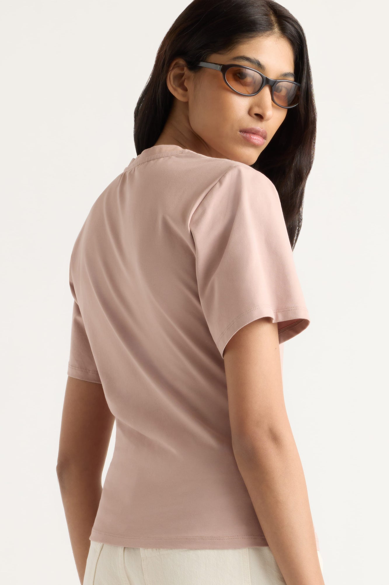 Arya | Janette Front-Wrap Jersey Tee in Size Small