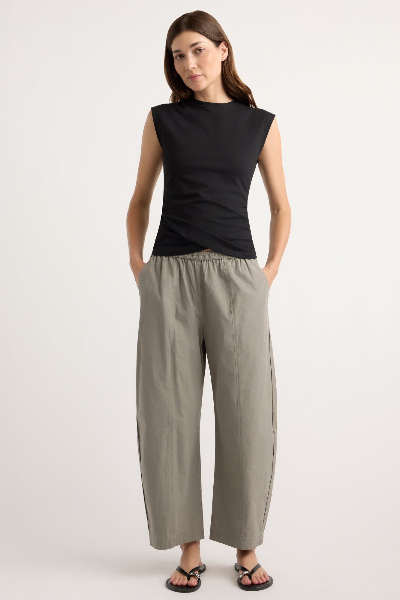 Renee | Jensen Front-Wrap Jersey Tee in Size Small