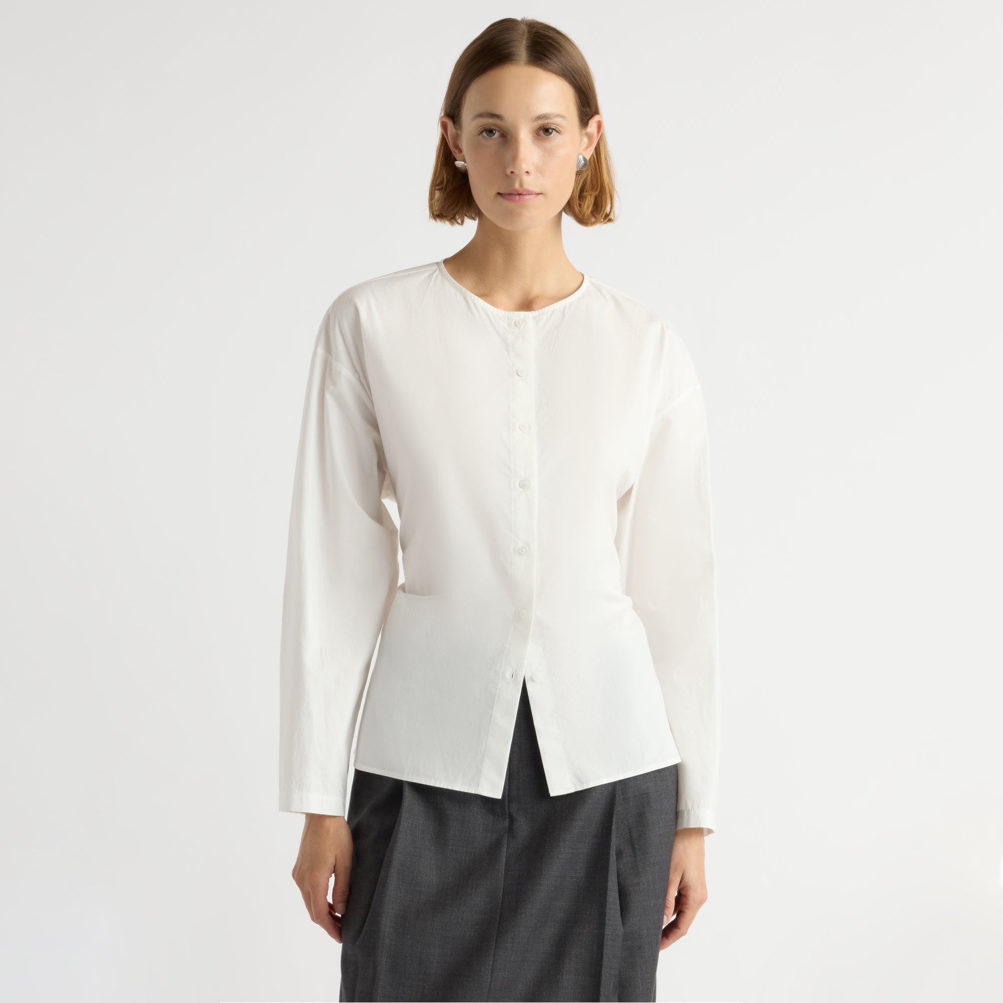 Mali | Jinsol Cinch-Waist Cotton Poplin Blouse in Size Small