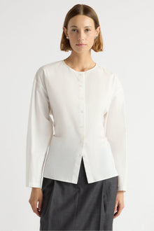 Mali | Jinsol Cinch-Waist Cotton Poplin Blouse in Size Small