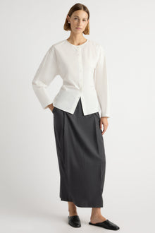 Mali | Jinsol Cinch-Waist Cotton Poplin Blouse in Size Small