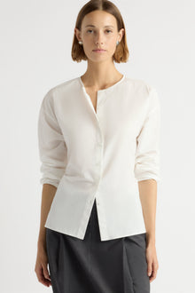 Mali | Jinsol Cinch-Waist Cotton Poplin Blouse in Size Small
