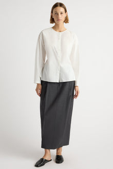 Mali | Jinsol Cinch-Waist Cotton Poplin Blouse in Size Small