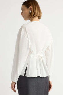 Mali | Jinsol Cinch-Waist Cotton Poplin Blouse in Size Small